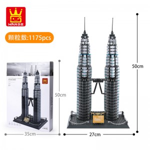 Wange 5213 Petronas Twin Towers in Malaysia Building Block | 1,158 PCS