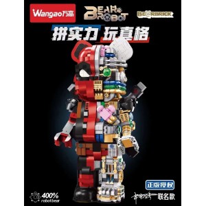 Wangao 188014 BearBrick Robot: Deadpool Mechanical Violence Bear 400%