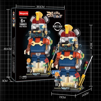 Wangao 188021 BearBrick Robot: Cyber ​​Engineer Carbon Dioxide Mechanical Violence Bear 400%
