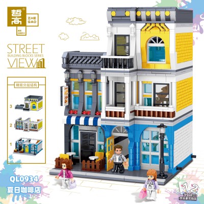 Zhegao QL0934 Summer Coffee Shop Building Block | 1,278 PCS