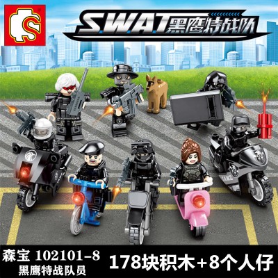 Sembo 102101 - 102108 Blackhawks: Cycling Minifigures Set 8 in 1