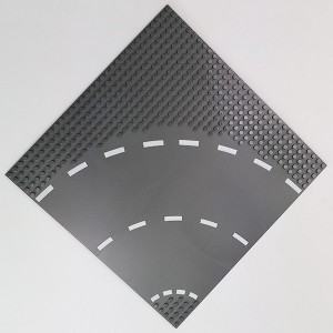 44342px2 Baseplate, Road 32 x 32 5-Stud Curve with White Dashed Lines Pattern