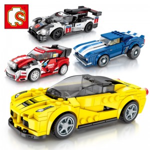 Sembo 607009 607010 607011 607012 Chevrolet Camaro Drag Race, LaFerrari, Porsche 919 Hybrid, Ford Fiesta M-Sport WRC (Set 4 in 1)