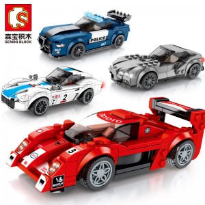 Sembo 607029 607030 607031 607032 Ford Mustang Police Car, 1967 Toyota 2000 GT, Toyota FT-1, Toyota GT-One (Set 4 in 1)