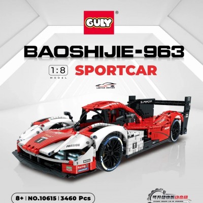 Guly 10615 Porsche 963 Sports Car (Static Version) 1:8 Building Block | 3,460 PCS