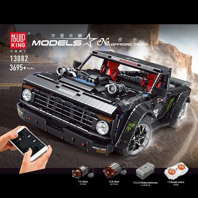 Mould King 13082 Remote Controlled 1977 Ford F-150 Hoonitruck Twin Turbochargers American Muscle Car - MOC-34316 Building Block | 3,695 PCS