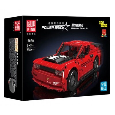 Mould King 15080 Challenger American Muscle Pull Back Car 1:16 Model Building Set | 736 PCS