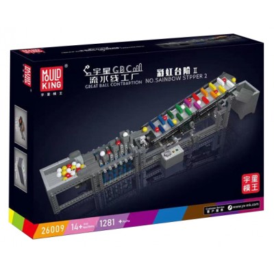 Mould King 26009 Great Ball Contraption Assembly Line Factory: Motorized Rainbow Stepper II Building Set | 1,281 PCS