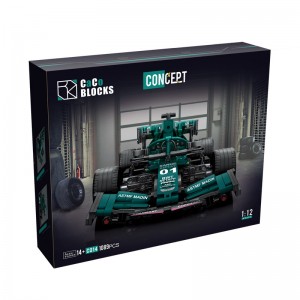 Caco C014 Concept F1 Formula Car (Green) 1:12 Building Block | 1,089 PCS