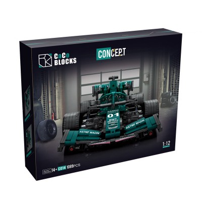 Caco C014 Concept F1 Formula Car (Green) 1:12 Building Block | 1,089 PCS